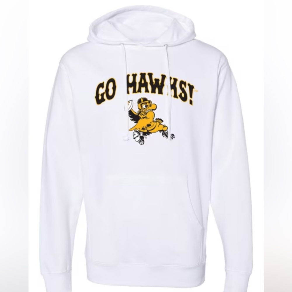 NWT Iowa Sweatshirt Hawkeyes Football white Medium Hoodie GO HAWKS Herky
